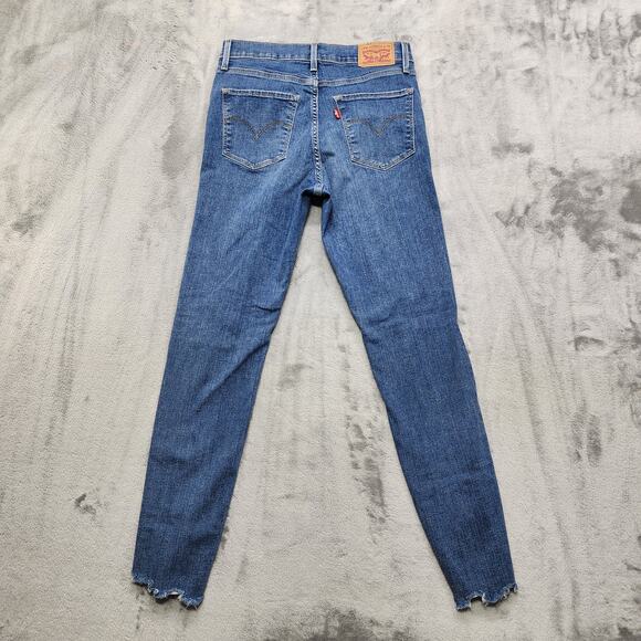 Levi's Jeans Women 28 Blue 720 High Rise Super Skinny Distressed Raw Hem Stretch - Picture 2 of 15